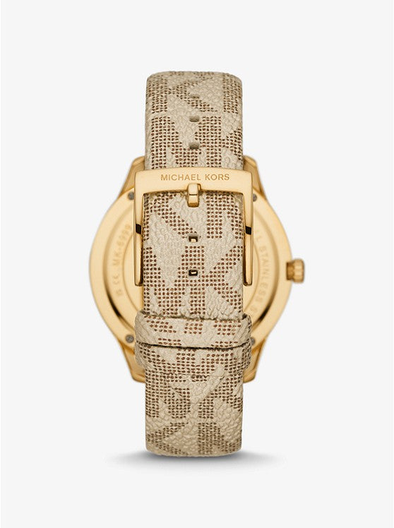 Oversized Runway Dive Pavé Gold-Tone and Metallic Logo Watch | Michael Kors | Luby