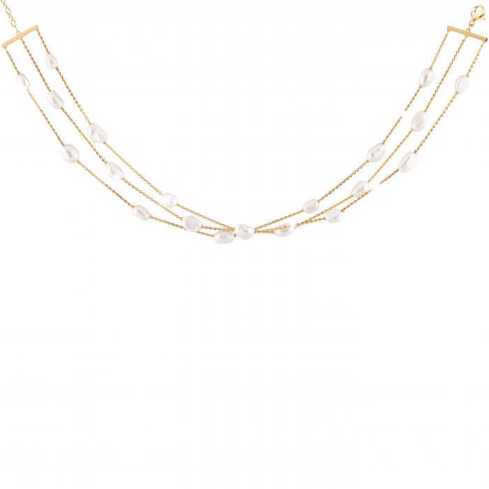 Multi-Strand Butterfly Necklace in Silver with Natural Pearl | Rebecca | Luby