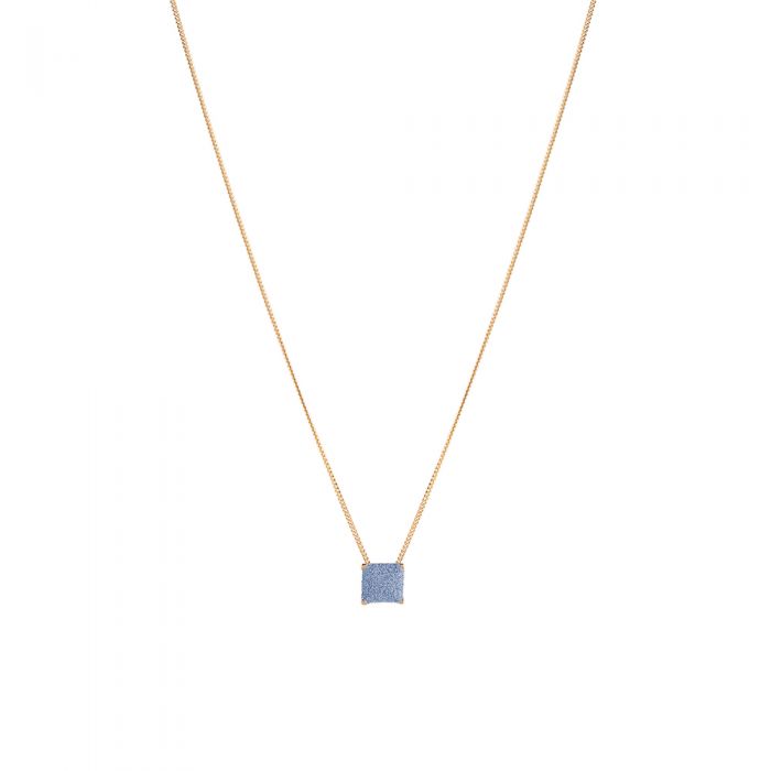 Jolie necklace in silver with small square pendant with micro diamonds (gold-plated) | Rebecca | Luby