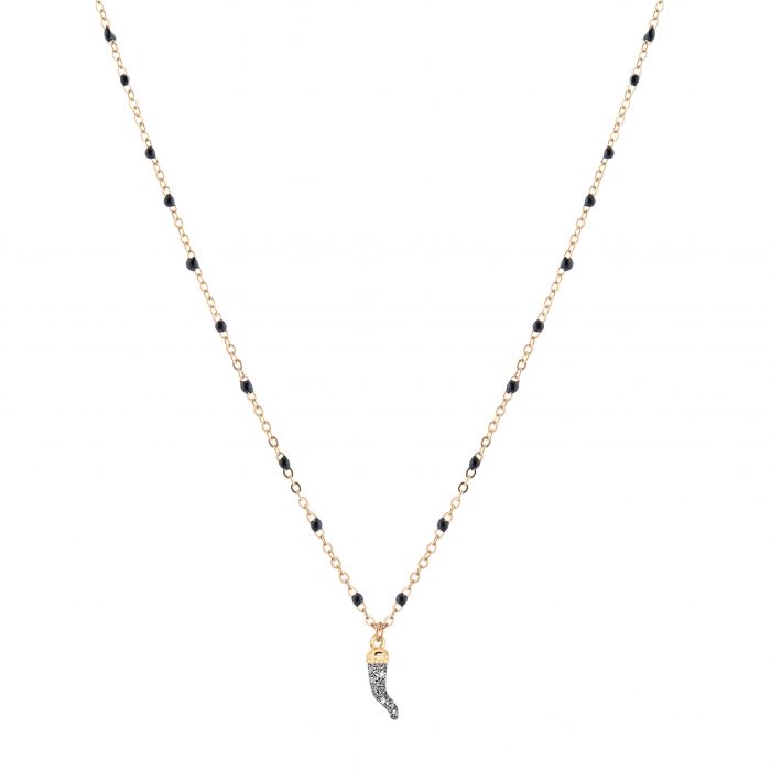Jolie necklace in silver, black stones and diamonds | Rebecca | Luby