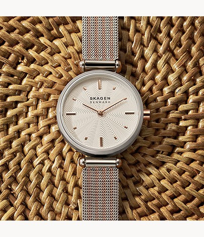 Amberline Mesh Watch (Silver/Rose-Gold) | Skagen | Luby