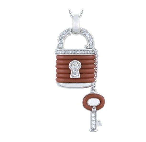 Belle Etoile Lock Pendant Brown Rubber | Belle E'toile | Luby