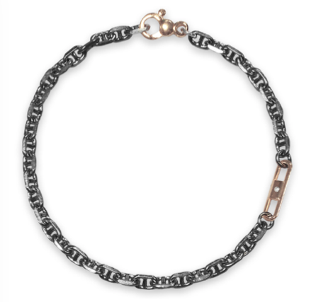 SILVER AND RUTHENIUM BRACELET WITH ROSE-GOLD PLATED ELEMENT | BORSARI | Luby