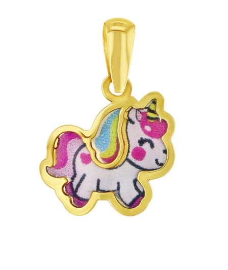 WHITE ENAMEL UNICORN PENDANT | Children Collection | Luby