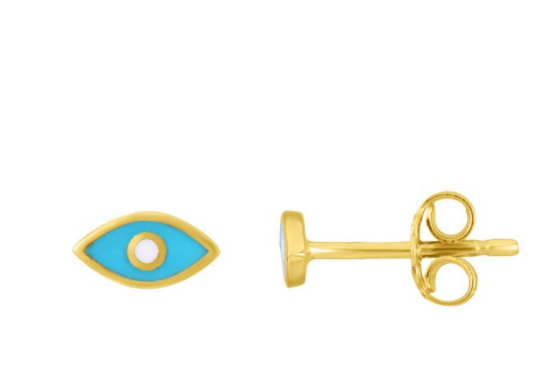 14K Gold Evil Eye Blue Enamel Stud Earring | Luby Mayaguez Mall | Luby