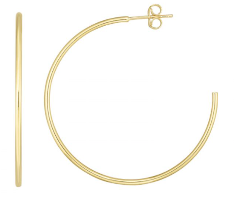 14K Gold 1.5x40mm Polished C Hoop Earring | Luby Gold Collection | Luby