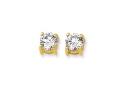 White Round CZ Stud Earring | Luby Gold Collection | Luby