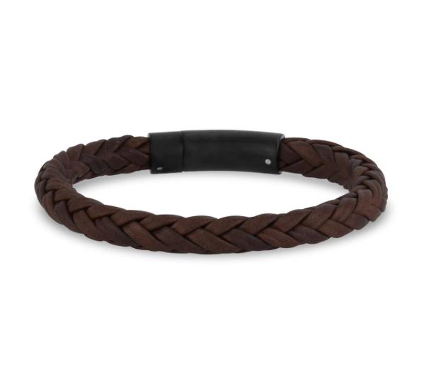 8mm Square Braided Brown Leather Bracelet | ARZ Steel | Luby