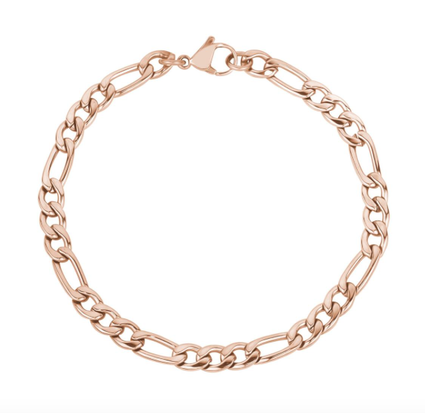 5mm Rose Gold Figaro Link Bracelet | ARZ Steel | Luby