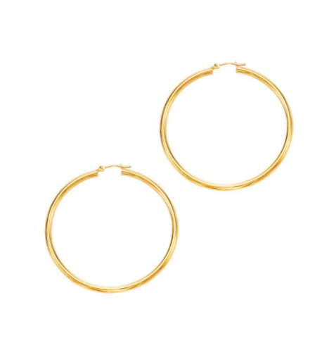 14K Gold 3x50mm Hoops | Luby Gold Collection | Luby
