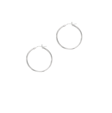14K Gold 2x30mm Hoop White Gold | Luby Gold Collection | Luby