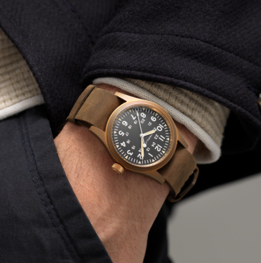 Khaki Field Mechanical Bronze - Black Dial Brown Bracelet | Hamilton | Luby