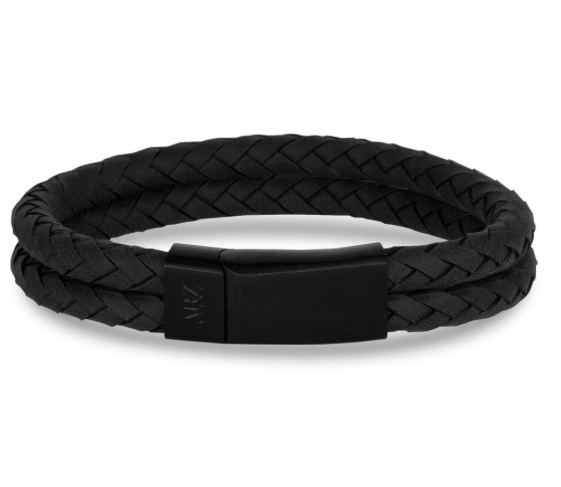Double Row Black Leather Black Clasp Bracelet | ARZ Steel | Luby