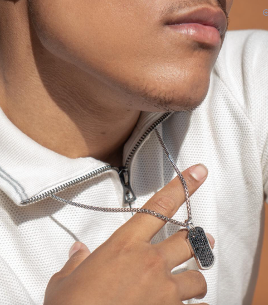 Black Stone Setting Dog Tag | ARZ Steel | Luby