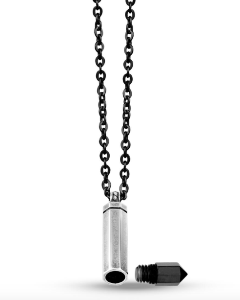 Black Bullet Ashes Pendant W/ Chain 28" | ARZ Steel | Luby