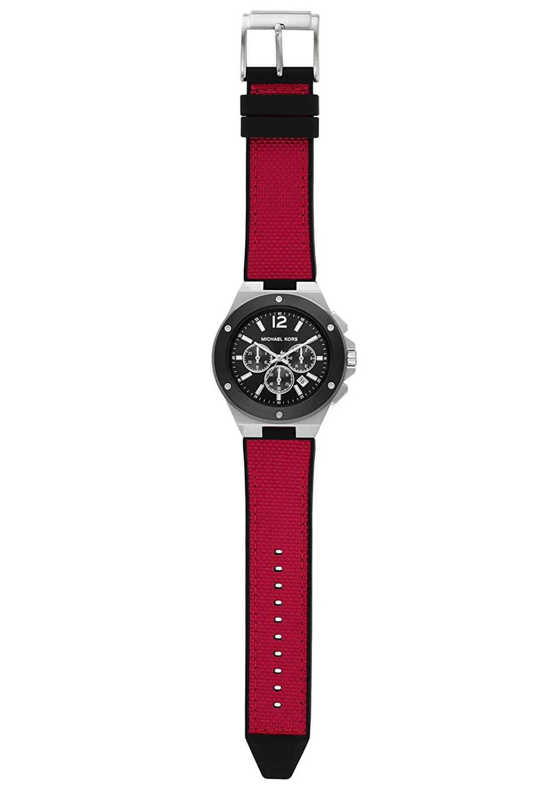 Men's Lennox Chronograph Black and Red Nylon Strap Watch | Michael Kors | Luby