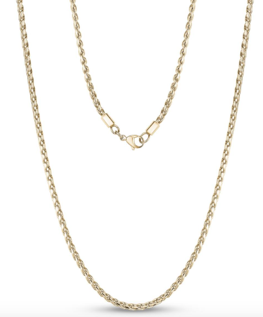 2mm Long Narrow Curb Link Gold Chain | ARZ Steel | Luby