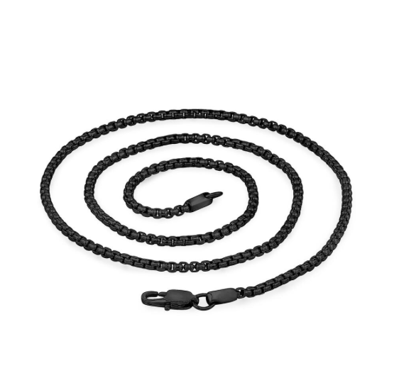 3mm Round Box Black Chain Necklace | ARZ Steel | Luby