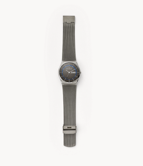 Melbye Titanium and Charcoal Steel Mesh Day-Date Watch | Skagen | Luby