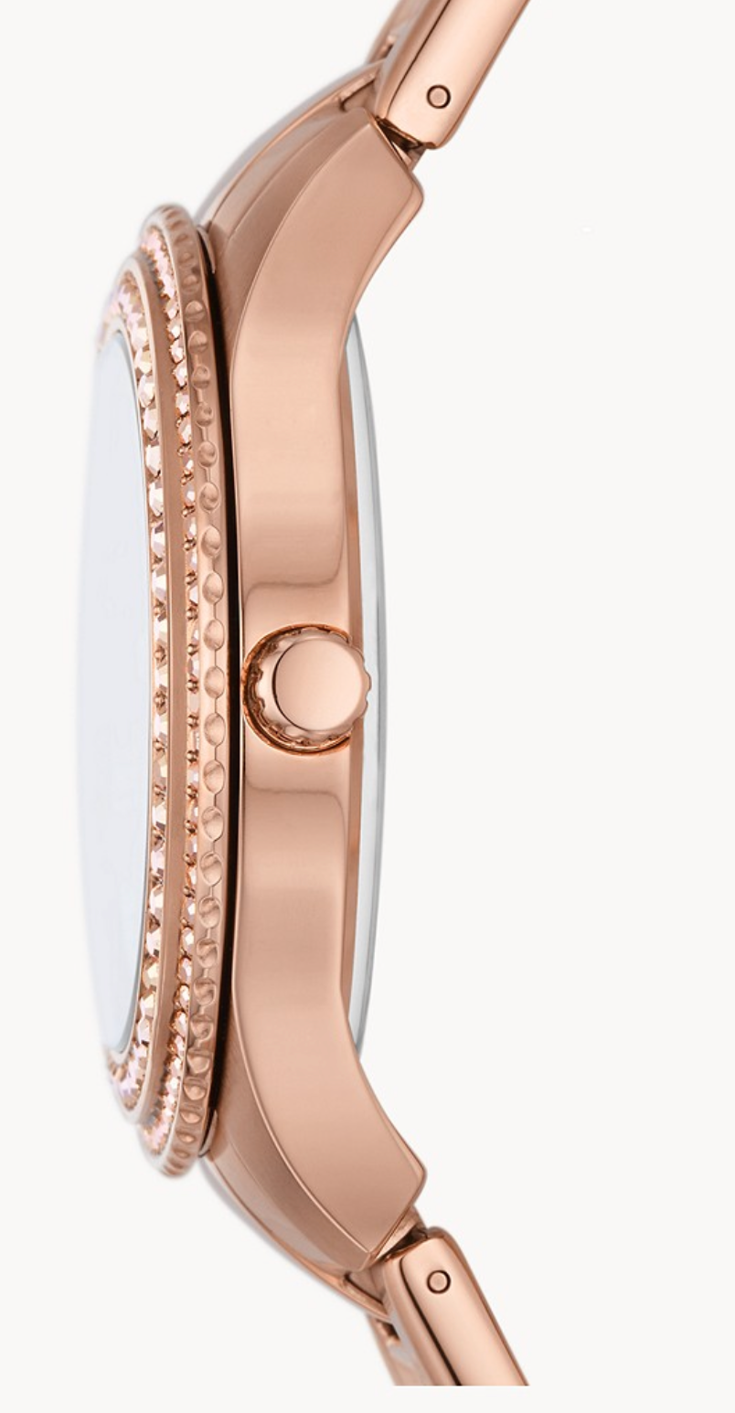Stella Three-Hand Date Rose Gold-Tone Stainless Steel Watch | Fossil | Luby
