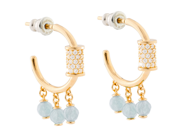 Palermo Hoop Earrings with Jade Stone and Crystals | Rebecca | Luby
