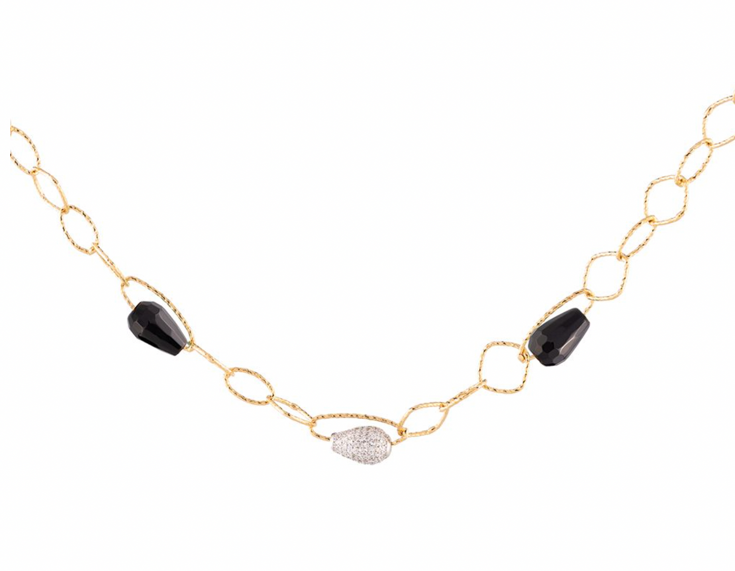Tulip Three Stones Black Necklace | Rebecca | Luby