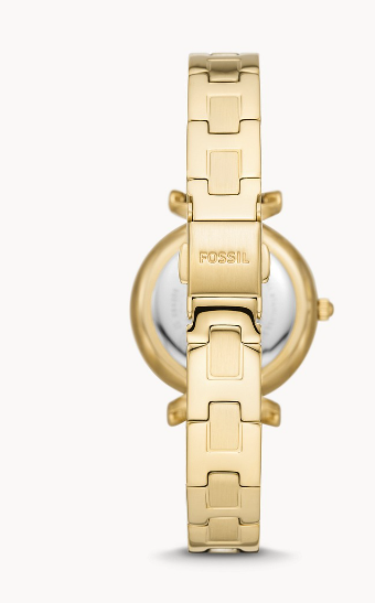 Carlie Three-Hand Gold-Tone Stainless Steel Watch | Fossil | Luby