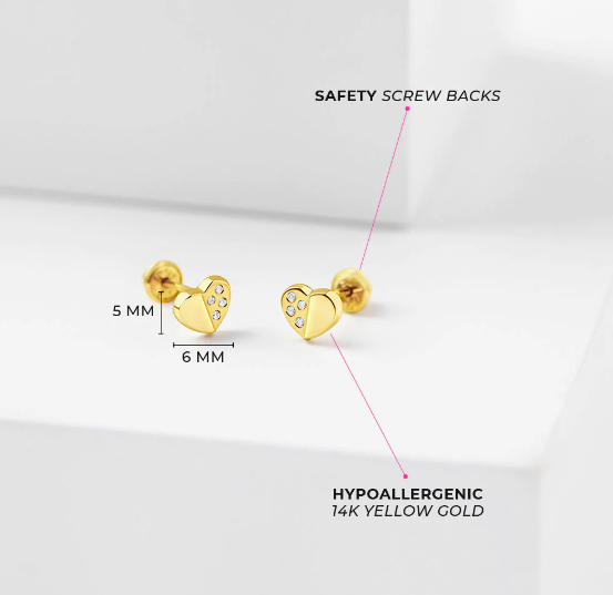 Sweet Heart Encrusted Girl Earrings | Children Collection | Luby