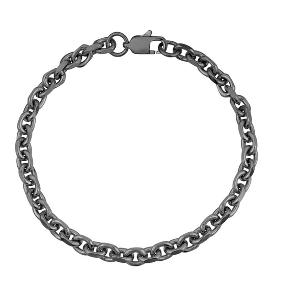 Oval Link Cutting Edges Gun Mental Bracelet | ARZ Steel | Luby