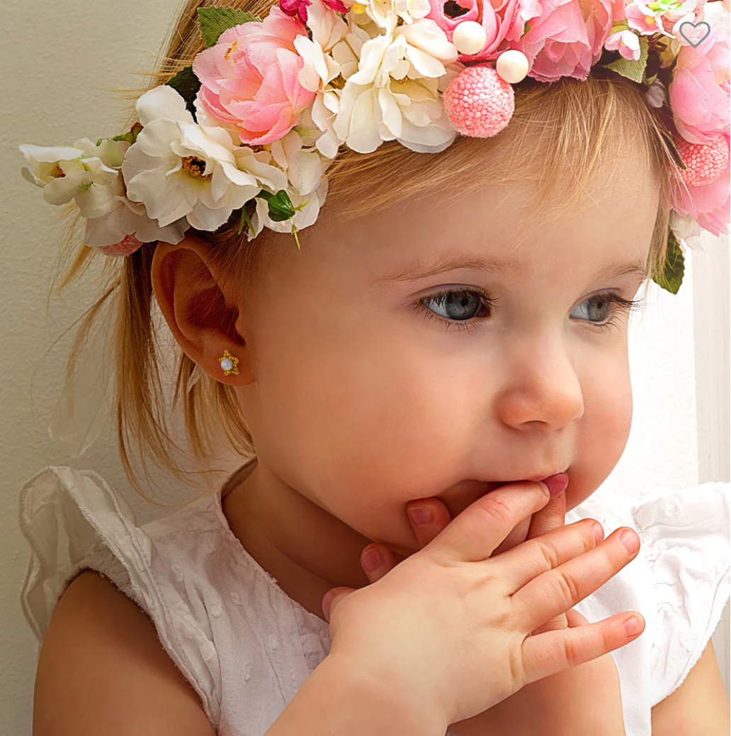 14k Star & Pearl Girl Earrings | Children Collection | Luby