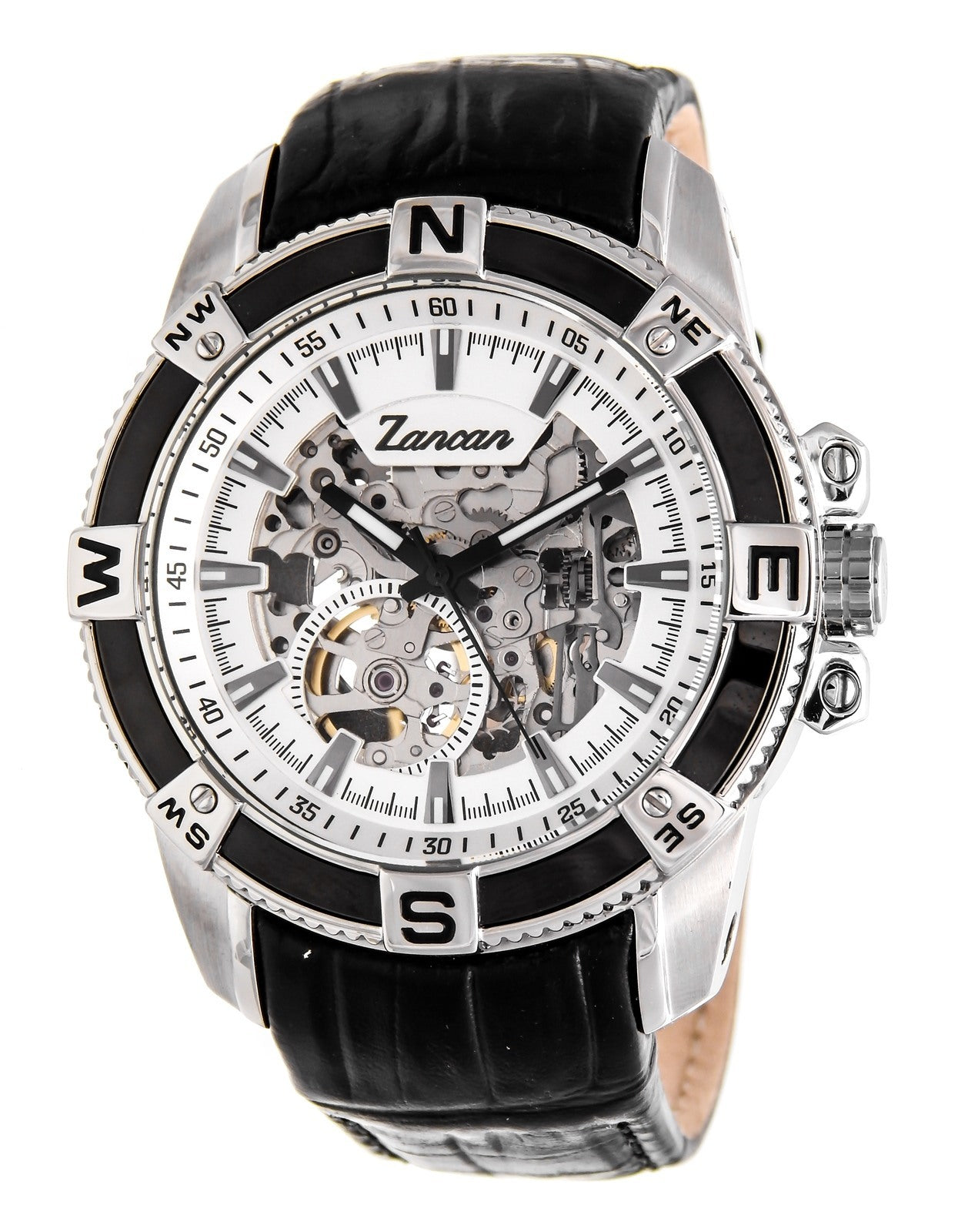 Automatic Steel Black Leather Watch | Zancan | Luby
