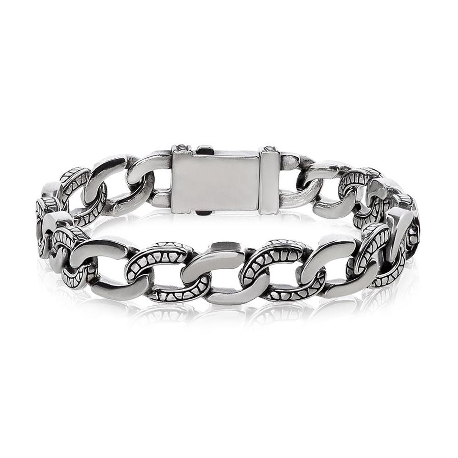 Stainless-Steel Detailed Oval Link Bracelet | ARZ Steel | Luby