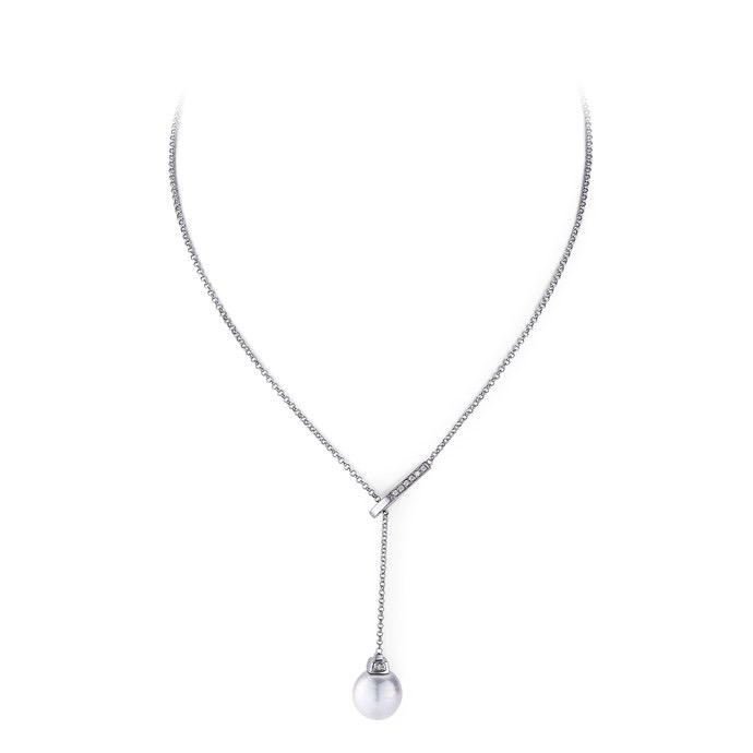 Grey Pearl Lariat Necklace | Joia De Majorca | Luby