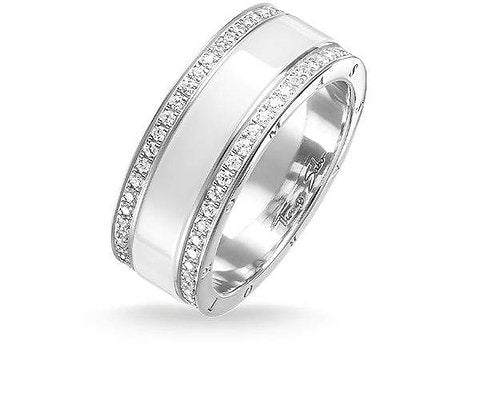 Cool Ceramic with CS Crystals Ring (Silver/White) | Thomas Sabo | Luby