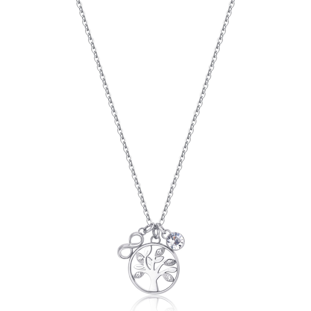 Chakra Tree of Life and Infinity Pendant Necklace (Silver) | Brosway Italia | Luby