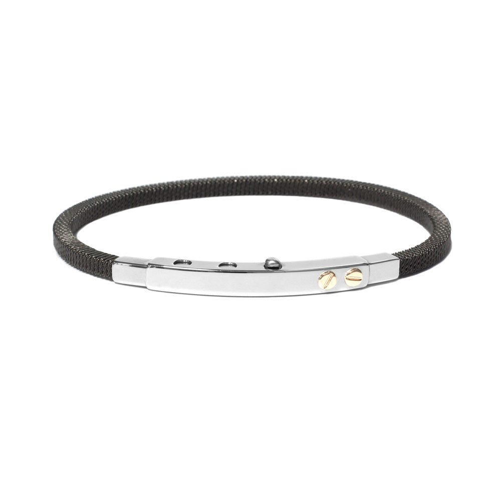 BROWN STEEL BANGLE/TWO 18K GOLD SCREWS | BORSARI | Luby