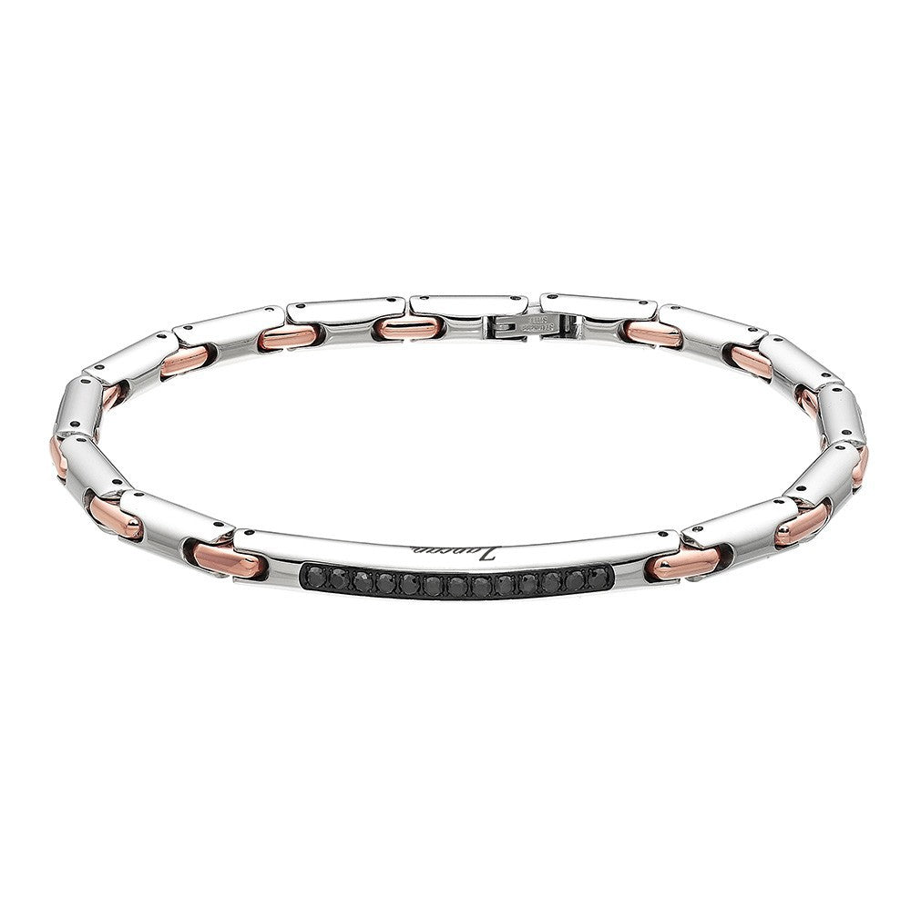 Silver and Rose-Gold with Black Spinels Bracelet | Zancan | Luby