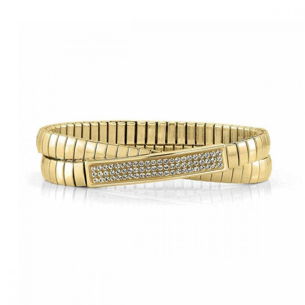 Glitter Stretch Double Bracelet in Gold & Champagne Crystals | Nomination Italy | Luby