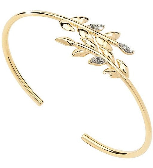 Leaves Diamond Dust Cuff Bracelet | Rebecca | Luby