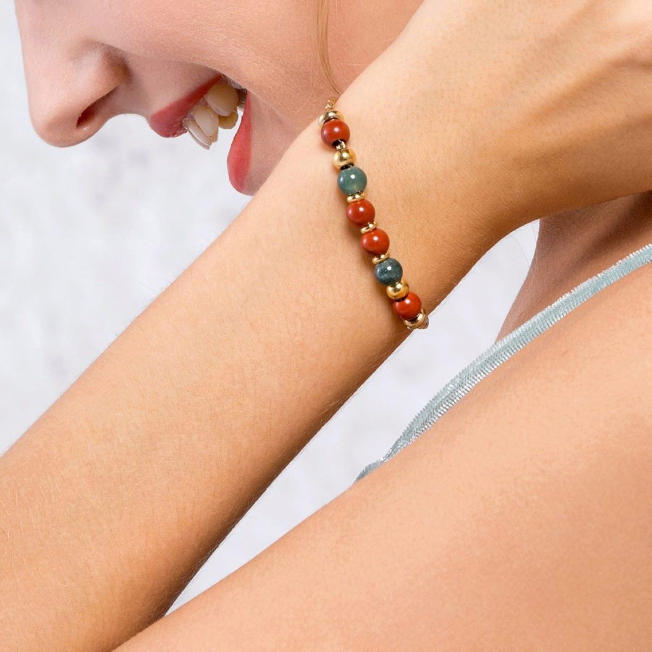 Très Jolie Agate and Red Jasper Stones Bracelet (Gold) | Brosway Italia | Luby