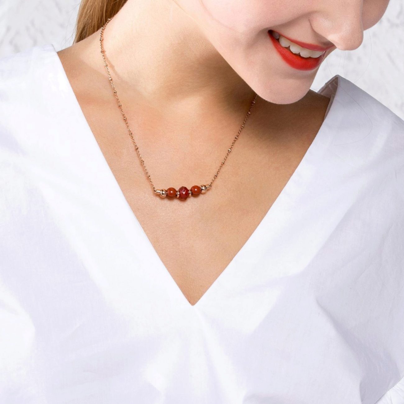 Très Jolie Diaspora, Agate and Natural Stones Pendant Necklace (Rose-Gold) | Brosway Italia | Luby