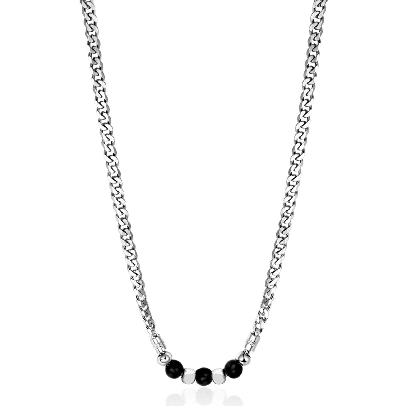 TJ Man Onyx Stones Necklace (Silver/Black) | Brosway Italia | Luby