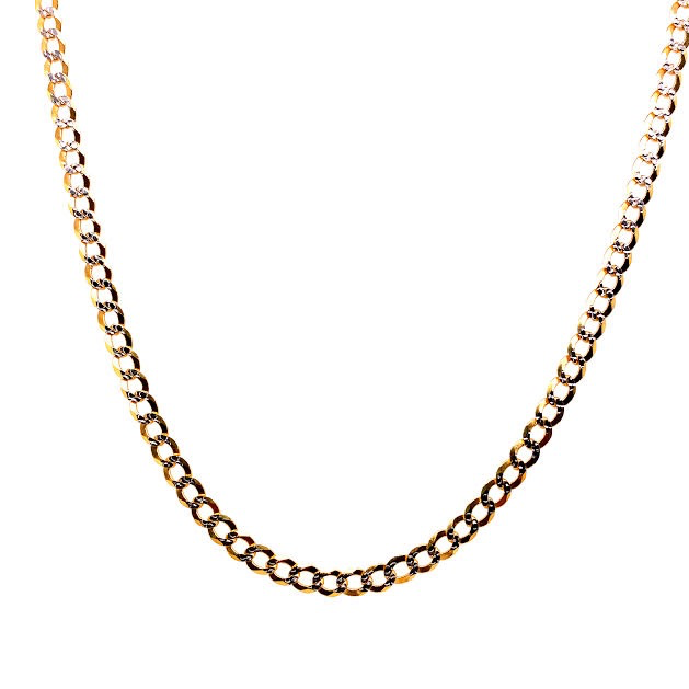 14K Hollow Cuban Link Two-Tone Gold Chain | Luby Gold Collection | Luby