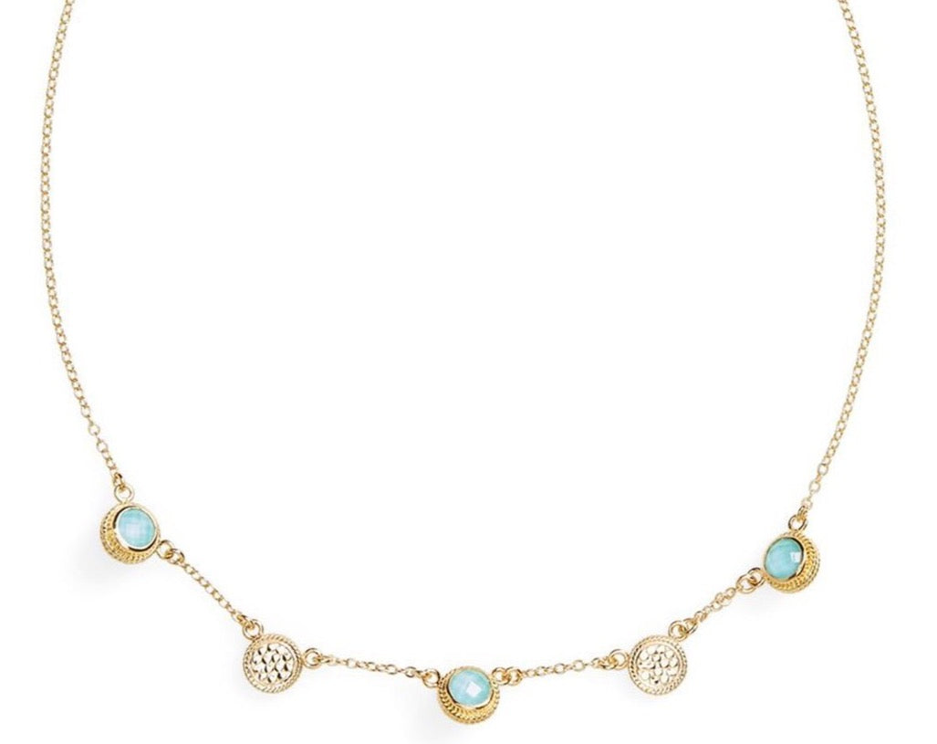 Turquoise Stone Collar Necklace (Gold) | Anna Beck | Luby