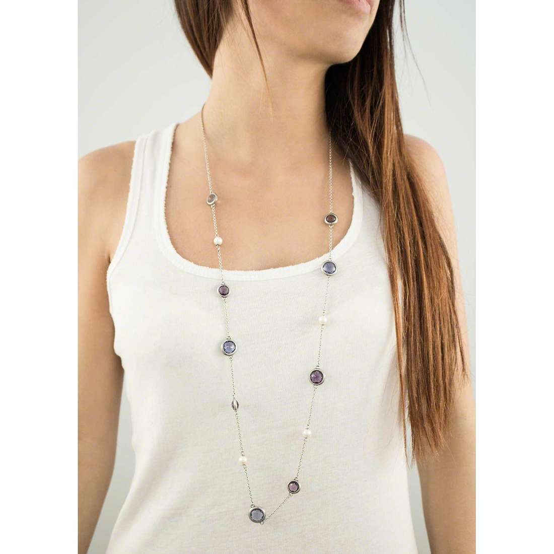 Catherine Pearl and Crystals Steel Pendant Necklace (Silver) | Brosway Italia | Luby