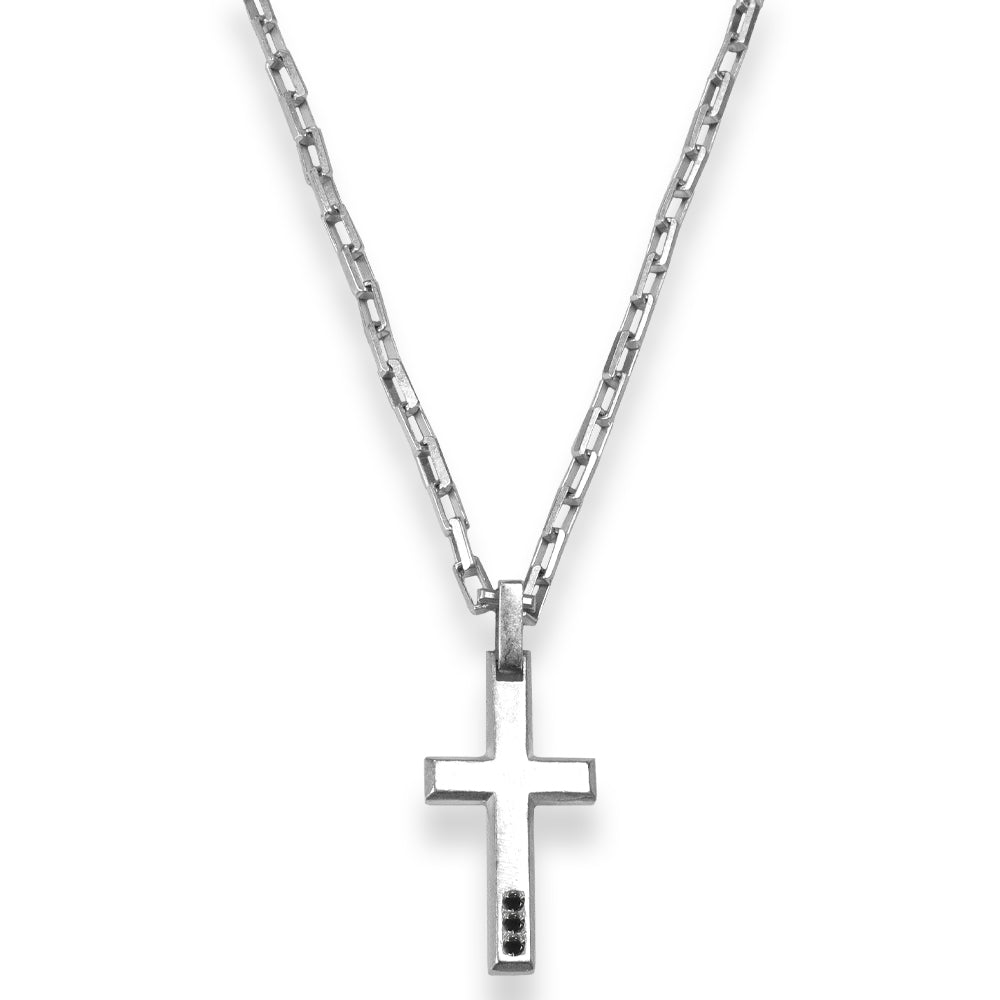 Silver Necklace With Silver And Matte Ruthenium Cross | BORSARI | Luby