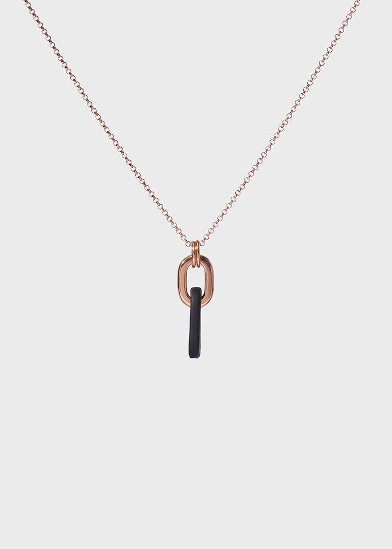 Black & Rose Gold Oval Necklace | Marcello Pane | Luby