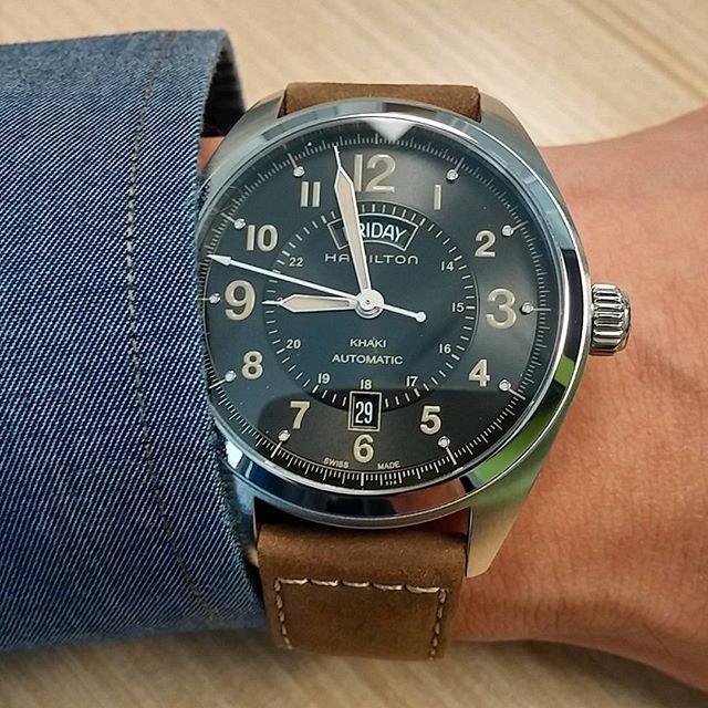 Khaki Automatic Field Day Date (Black-Brown) | Hamilton | Luby