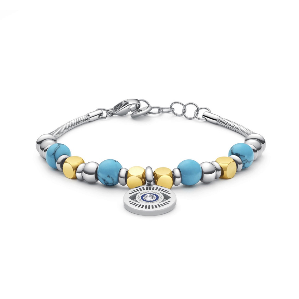 Très Jolie Natural Stones Steel Pendant Bracelet (Silver) | Brosway Italia | Luby