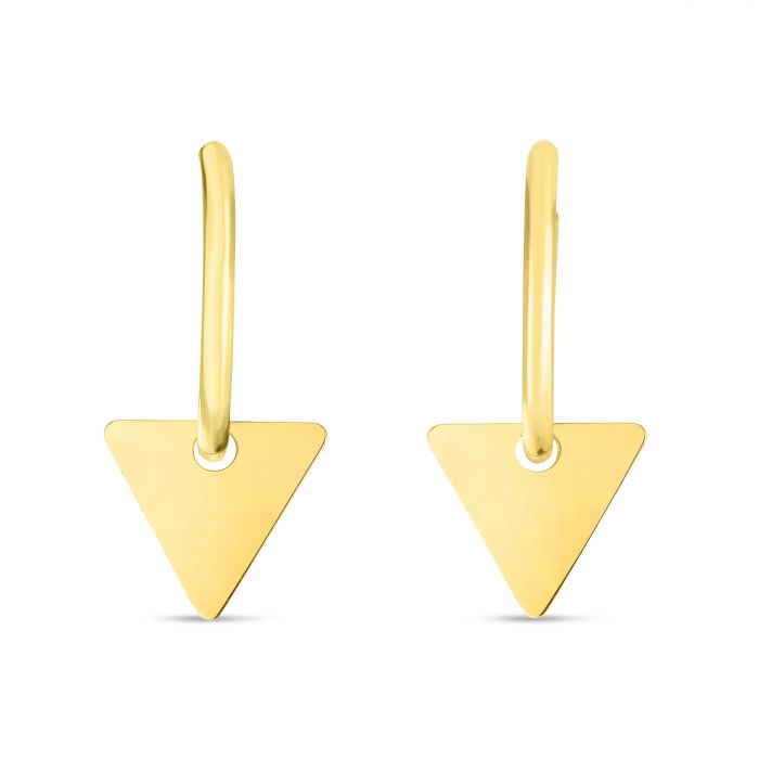 14K Dangle Triangle Huggie Earring | Luby Gold Collection | Luby